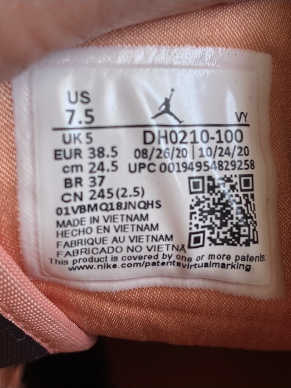 Jordan Mid-Top Sneakers in Peach, Black & White - Picture 5 of 8